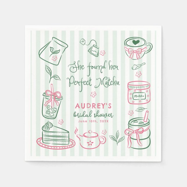 Serviette En Papier She Found Her Perfect Matcha Green Bridal Shower (Devant)
