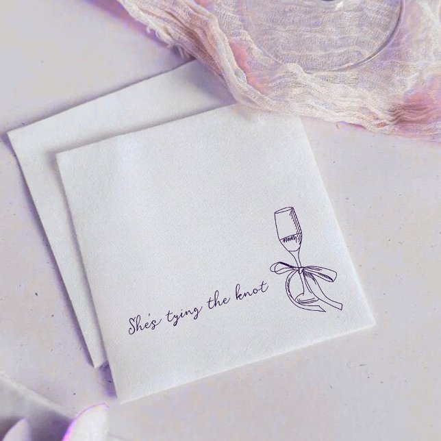 Serviette En Papier She’s Tying the Knot Elegant Bridal Shower  (Elegant lavender bridal shower napkins for a modern, romantic celebration.)