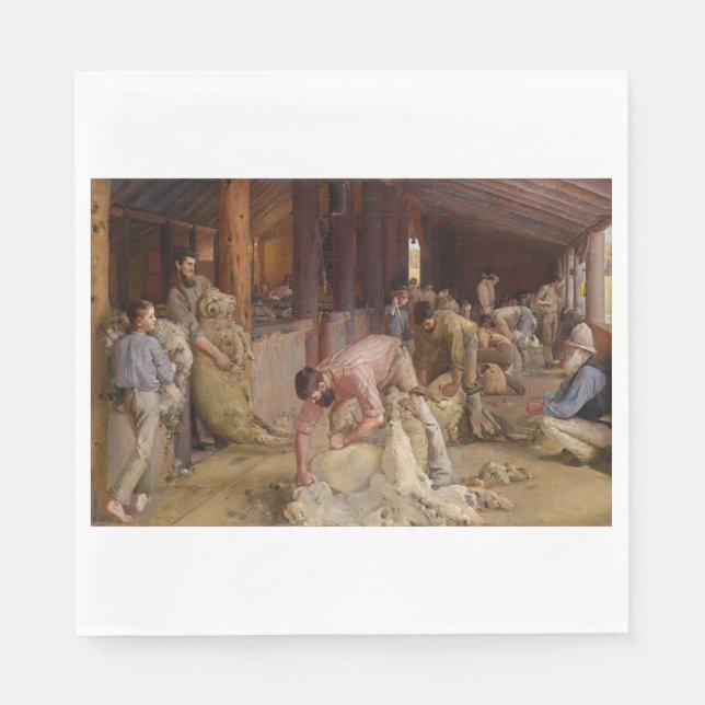 Serviette En Papier Shear the Rams (Australian Art) (Tom Roberts) (Devant)