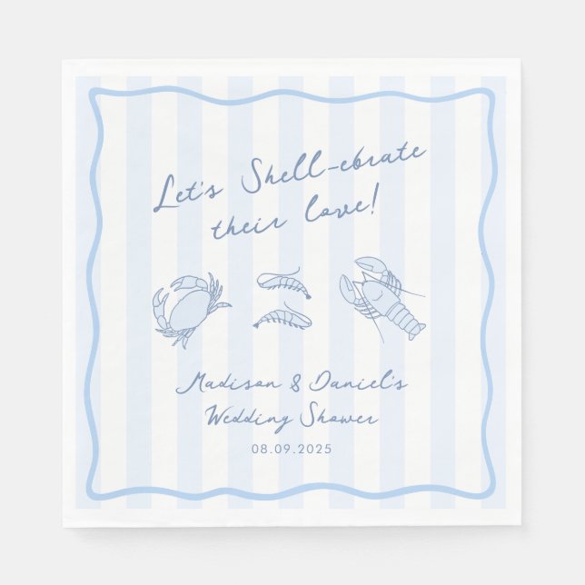 Serviette En Papier Shell-ebrate Their Love Seafood Wedding Shower (Devant)
