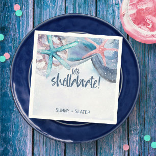 Serviette En Papier Shellabration   Étoiles de mer coquillages de plag