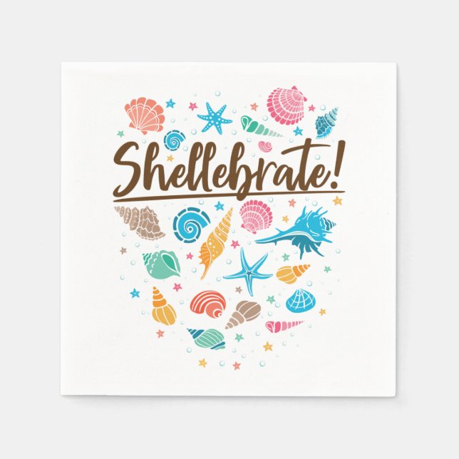 Serviette En Papier Shellebrate Sea Shell célèbre la fête (Devant)