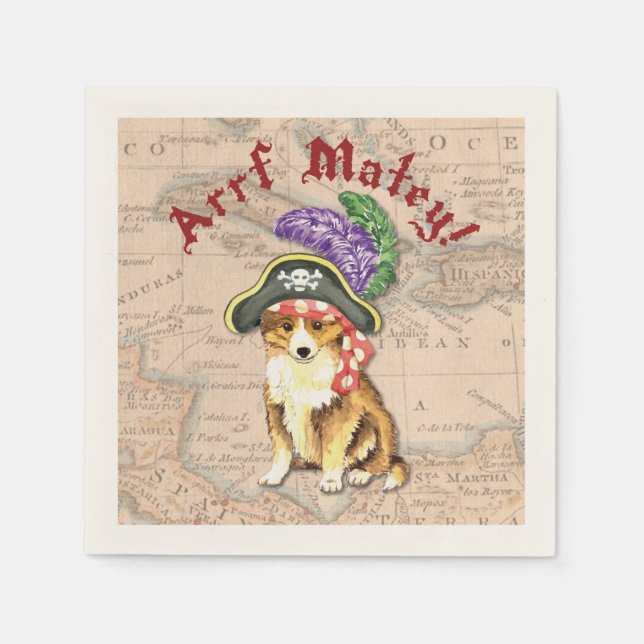 Serviette En Papier Sheltie Pirate (Devant)