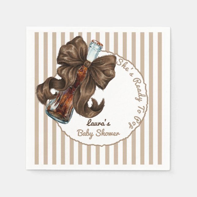 Serviette En Papier She's Ready To Pop Soda Bow Baby Shower (Devant)