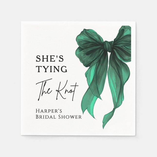 Serviette En Papier She's Tying The Knot Green Bow Bridal Shower (Devant)