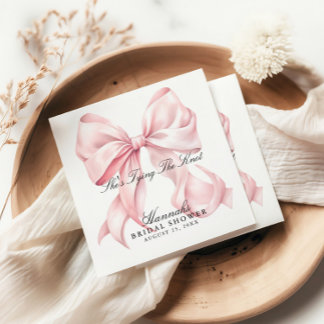 Serviette En Papier She's Tying The Knot Pink Bow Napkins