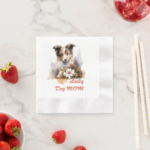 Serviette En Papier Shetland Sheepdog Chiot Pet Aquarelle