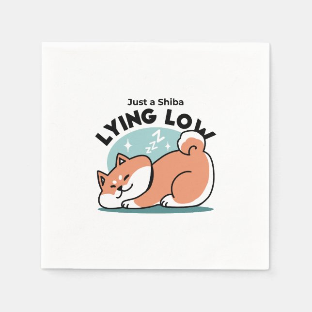 Serviette En Papier Shiba Inu Art : Juste un Shiba Lying Low (Devant)