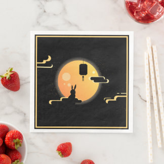 Serviette En Papier Shine Moon Rabbit - Black Sky Mid-Autumn Festival