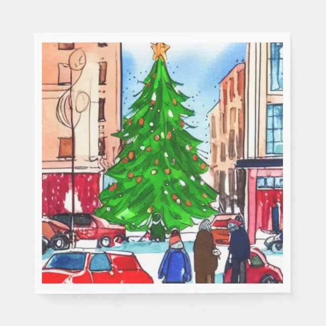 Serviette En Papier Shopping de Noël (Devant)