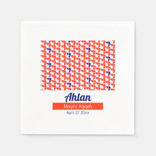 Serviette En Papier SHRIMPLY White Orange Motif, Baby shower Aqiqah