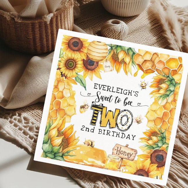 Serviette En Papier Si doux à être deux 2ème anniversaire fleuri (Créateur téléchargé)