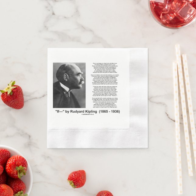 Serviette En Papier "Si— " Poème de Rudyard Kipling (En situation)