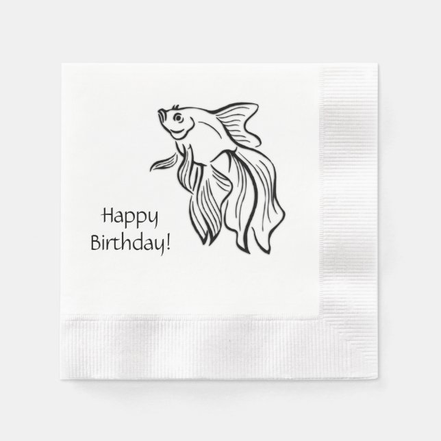 Serviette En Papier Siamese combattre le poisson Anniversaire (Devant)