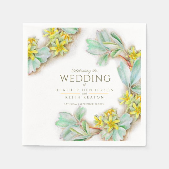 Serviette En Papier Sibbaldia procumbumbens fleur sauvage mariage aqua (Devant)