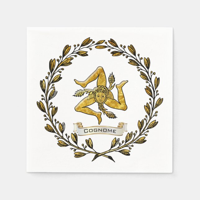 Serviette En Papier Sicilienne Trinacria Olive Wreath Personnaliser (Devant)
