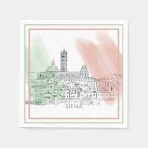 Serviette En Papier Siena Italie Tower Dome et drapeau italien