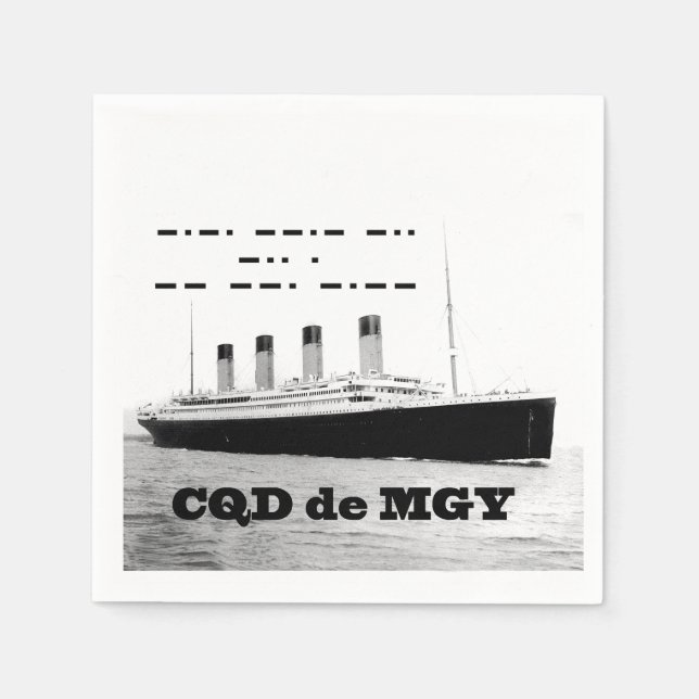 Serviette En Papier Signal de détresse sans fil Titanic CQD de MGY (Devant)