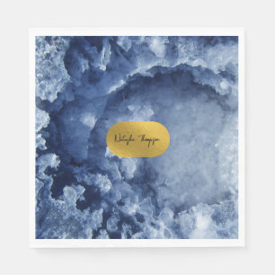 Serviette En Papier Signature Blue Gold Foil Sea Crystals