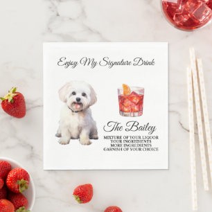 Serviette En Papier Signature Mariage maltais Boire