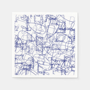 Serviette En Papier Signatures bleues Calligraphie