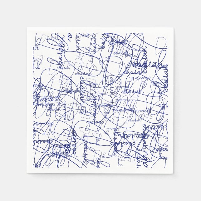 Serviette En Papier Signatures bleues Calligraphie (Devant)