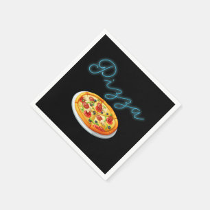 Serviette En Papier Signe au néon de pizza