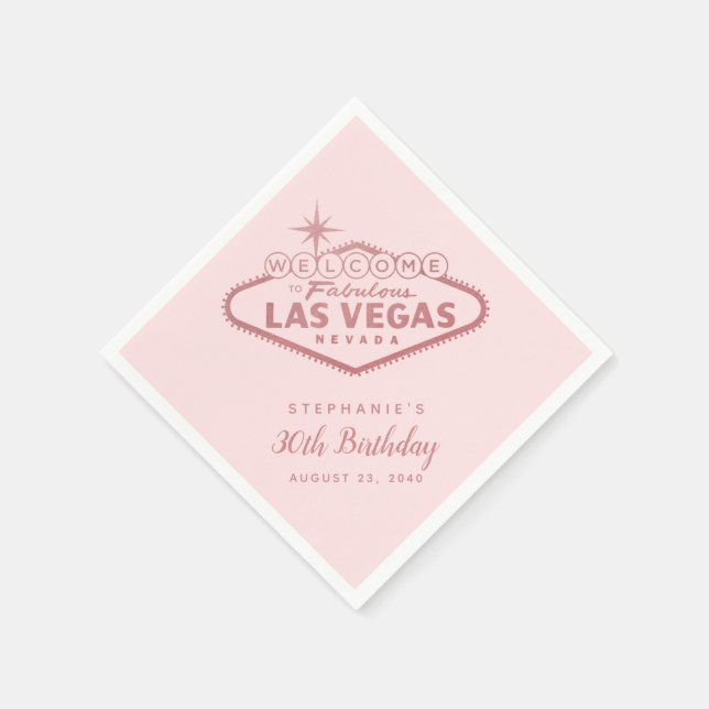 Serviette En Papier Signe d'anniversaire à Las Vegas Rose Gold Pink Pa (Coin)