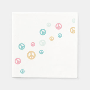 Serviette En Papier Signe de paix rétro rose anniversaire