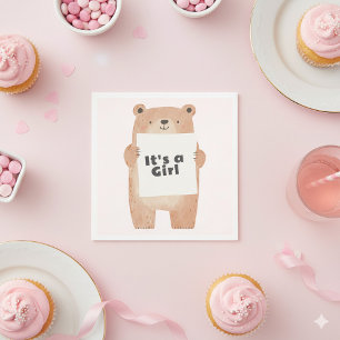 Serviette En Papier signe de tenue d'ours baby shower rose mignon