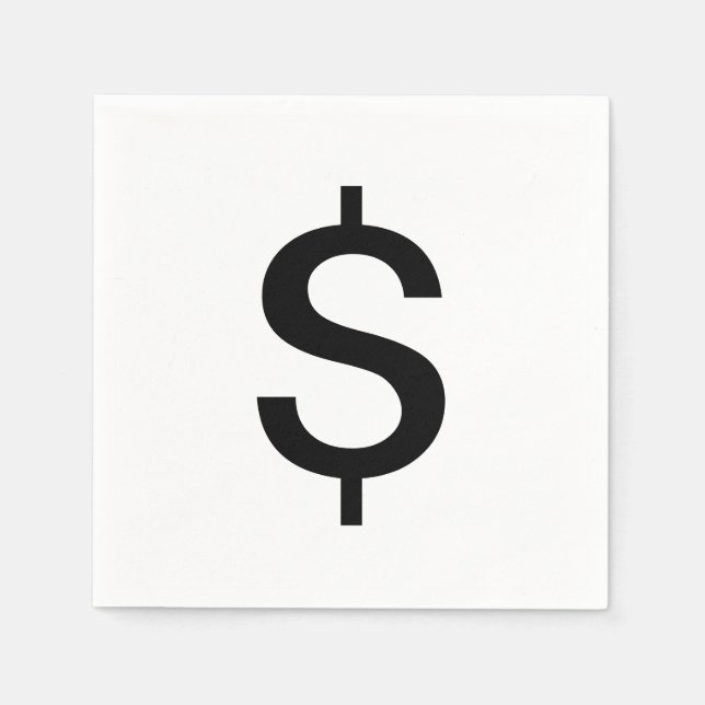 Serviette En Papier Signe dollar | Alphabet moderne simple (Devant)