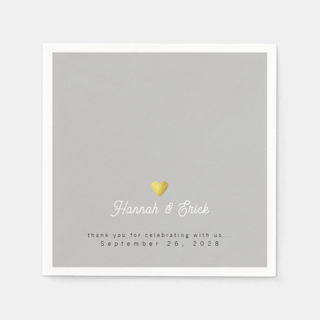 Serviette En Papier Signé élégamment Mariage Grey (Devant)