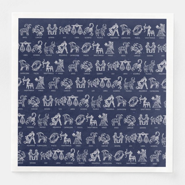 Serviette En Papier SIGNE Zodiaque Napkin(Bleu) (Devant)