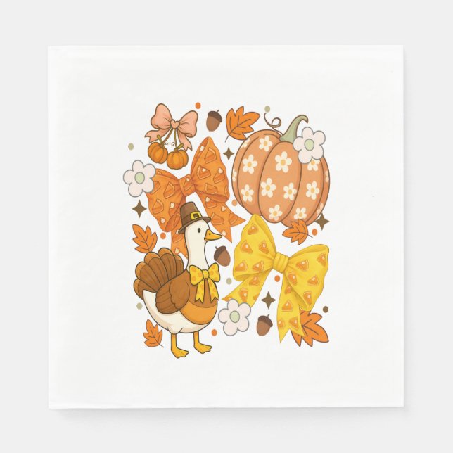 Serviette En Papier Silencieux Goose Thankgiving Coquette Turquie (Devant)