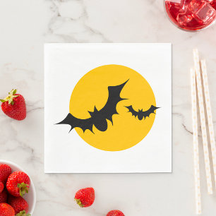Serviette En Papier Silhouette de chauves-souris d'Halloween pleine lu