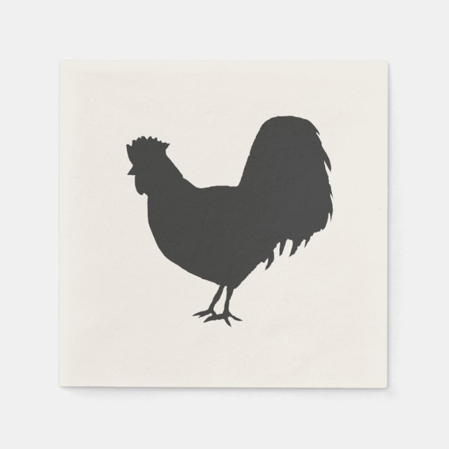 Serviette en papier silhouette de coq de la cour d (Devant)