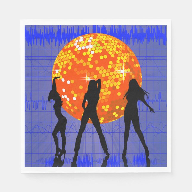Serviette En Papier Silhouette de danse de boule disco (Devant)