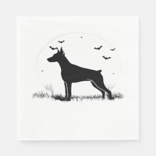 Serviette En Papier Silhouette de Doberman Pinscher sous la lune d'Hal
