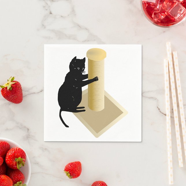 Serviette En Papier Silhouette de Grattoir pour Chat Noir (Créateur téléchargé)