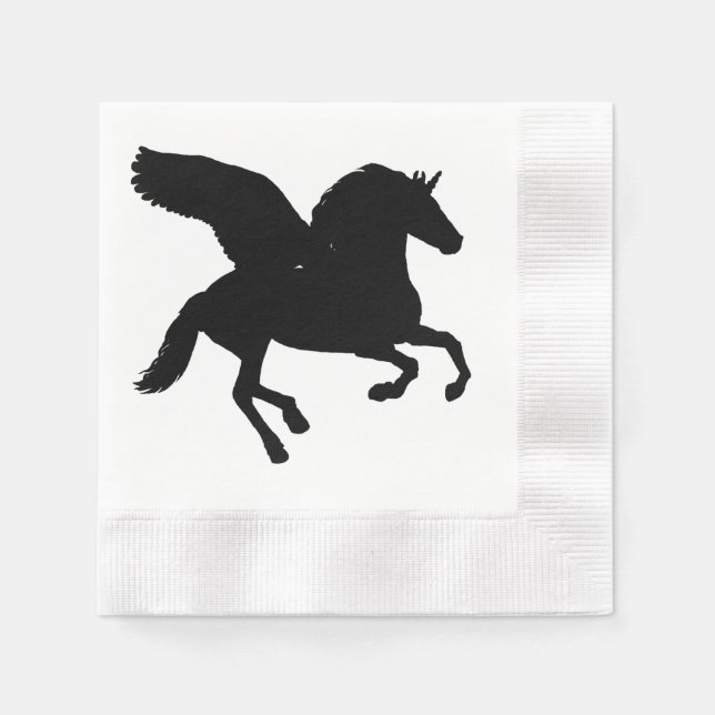 Serviette En Papier Silhouette de la licorne ailée (Devant)