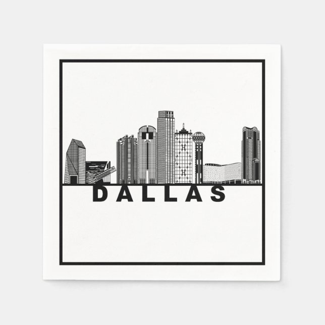 Serviette En Papier Silhouette de la skyline de Dallas  (Devant)