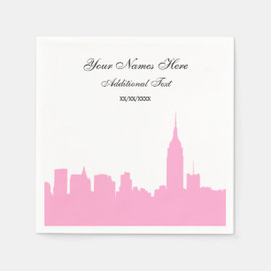 Serviette En Papier Silhouette de la ville de NYC rose, ESB