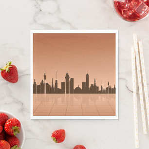 Serviette En Papier Silhouette de la ville en horizon Urbain Futuriste