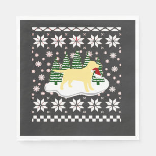 Serviette En Papier Silhouette de Labrador jaune de Noël Chapeau de Pè