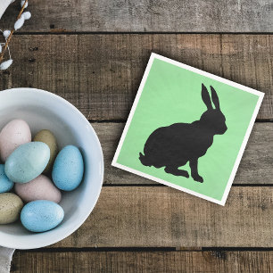 Serviette En Papier Silhouette de lapin noir aux grandes oreilles sur