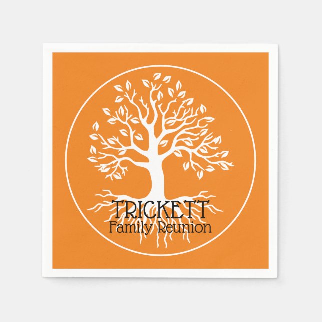 Serviette En Papier Silhouette de l'arbre généalogique Orange Family R (Devant)