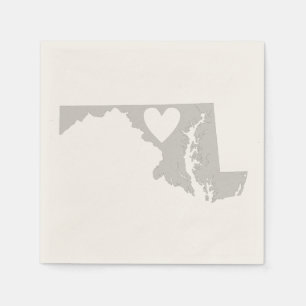 Serviette En Papier Silhouette de l'état du Maryland du Coeur