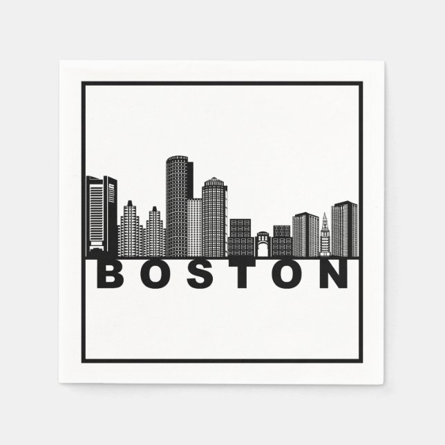 Serviette En Papier Silhouette de l'horizon de Boston  (Devant)