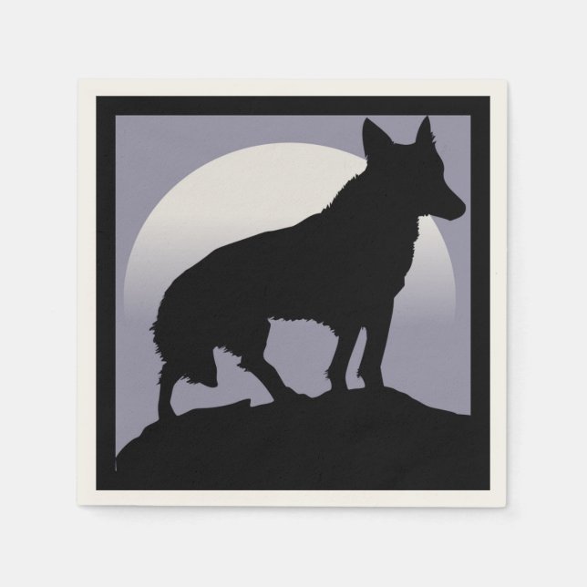SERVIETTE EN PAPIER SILHOUETTE DE LOUP (Devant)