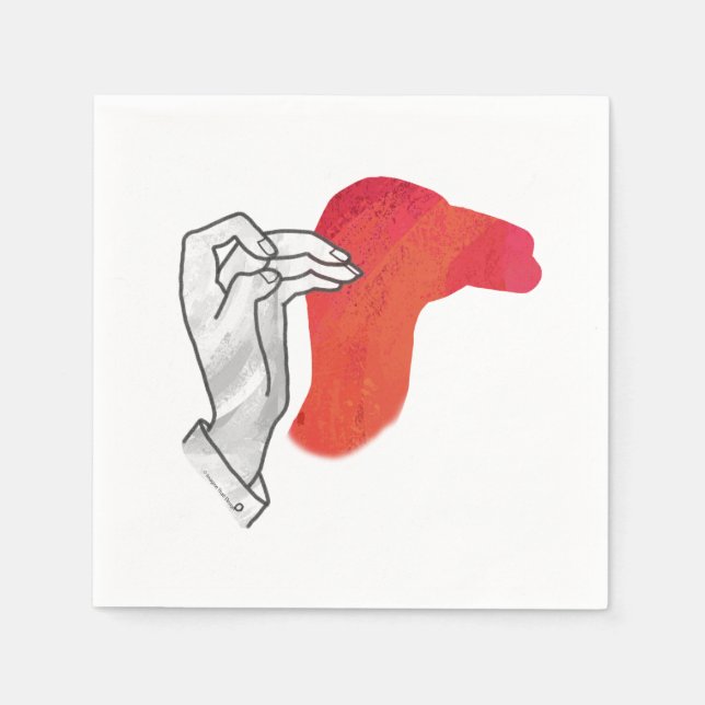 Serviette En Papier Silhouette de main Chameau Rouge (Devant)